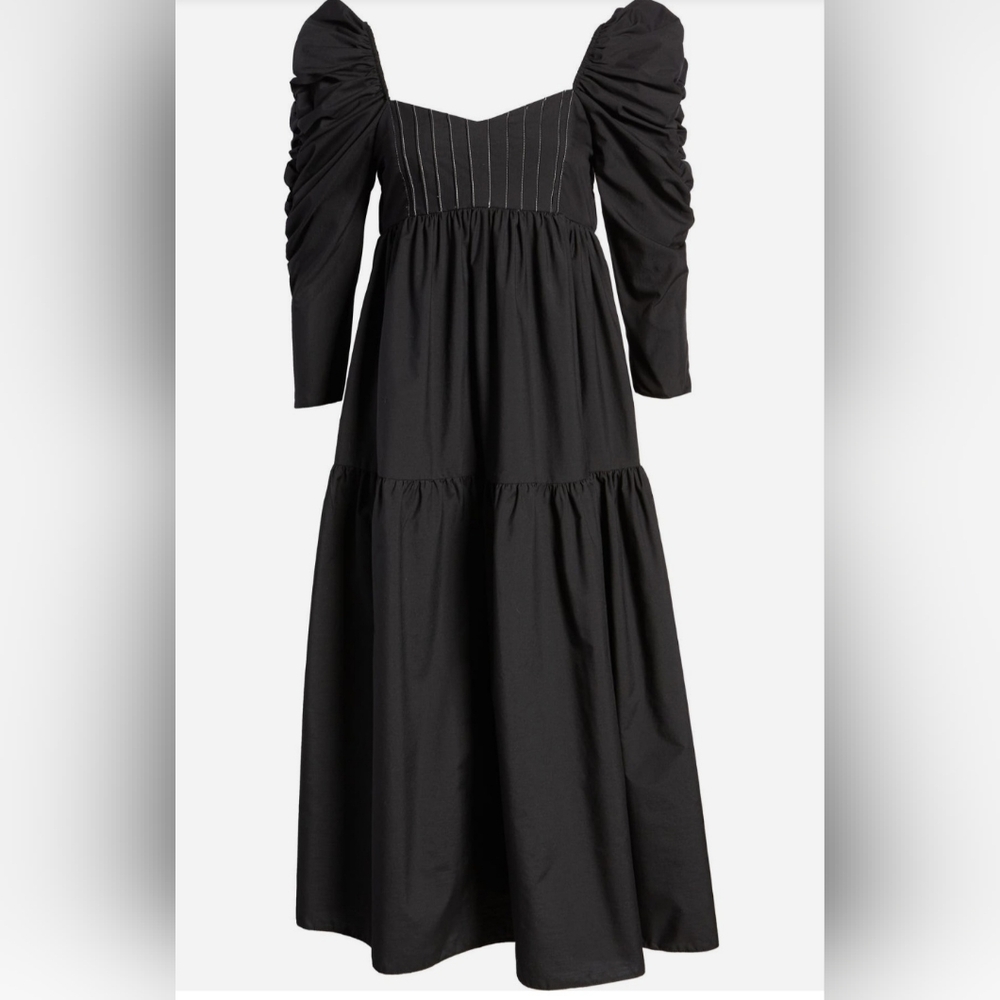 Topshop Black Tiered Sundress with Square Neck